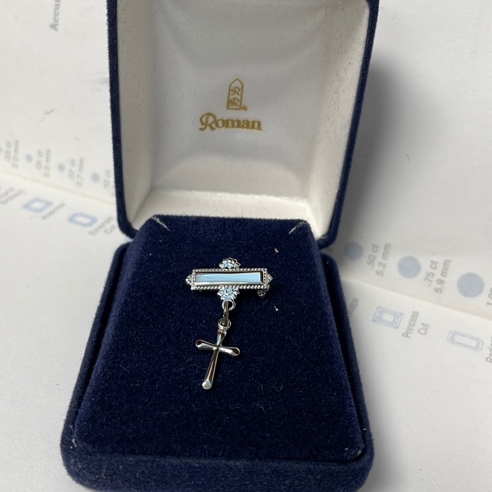 Roman inc. sterling silver tie tac - cross